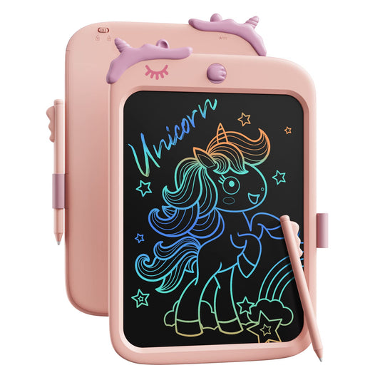 Kikapabi unicorn 10-inch writing tablet front view for kids doodling on the go