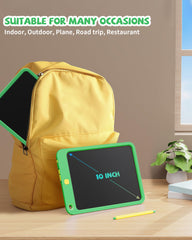 Kikapabi writing tablet 10-inch with magnet and stylus storage for mess-free use.