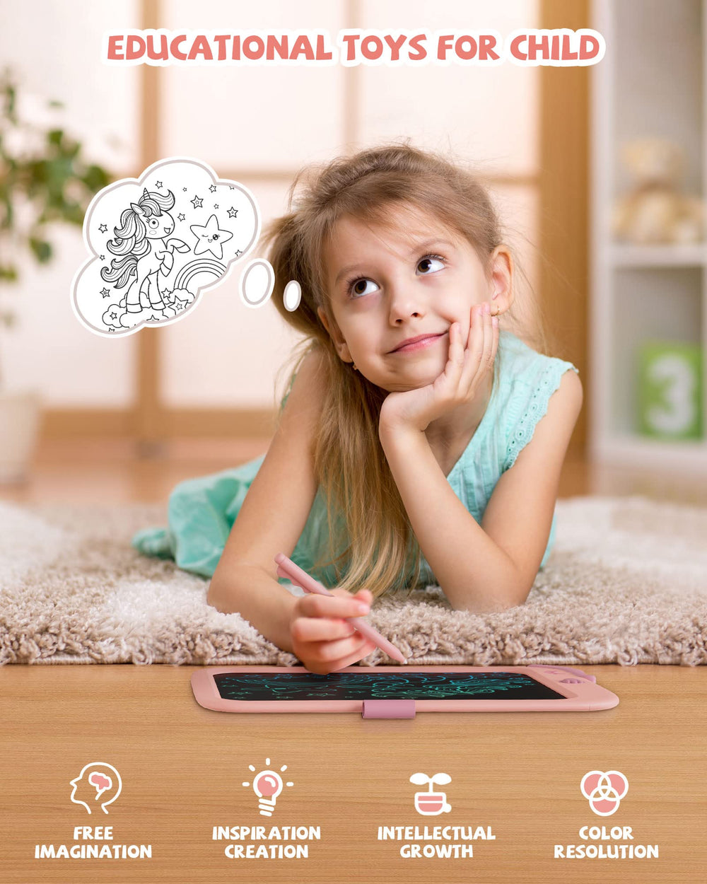 Kikapabi writing tablet with stylus for clean, mess-free doodling
