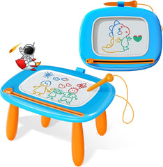 Kikidex magnetic drawing board for toddlers in light blue, mess-free creative play.