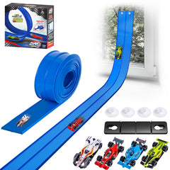 Kikikid 15ft dual-race track assembly ready for high-speed play on smooth surfaces