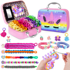Kikikid bracelet making kit unicorn box with built-in mirror for organized crafting.