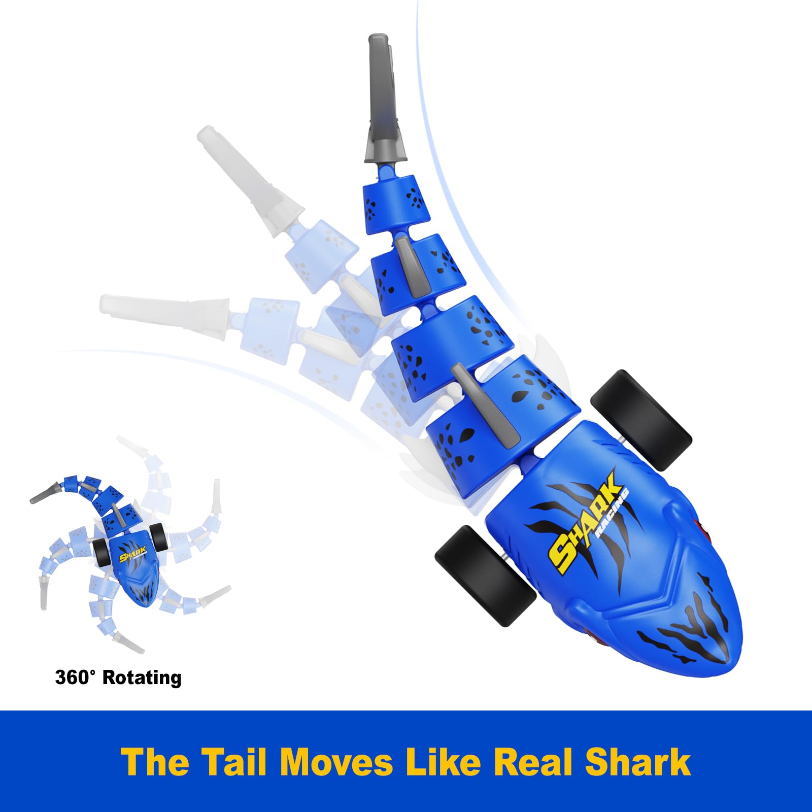Kikikid RC shark LED lights improve visibility in low light play.