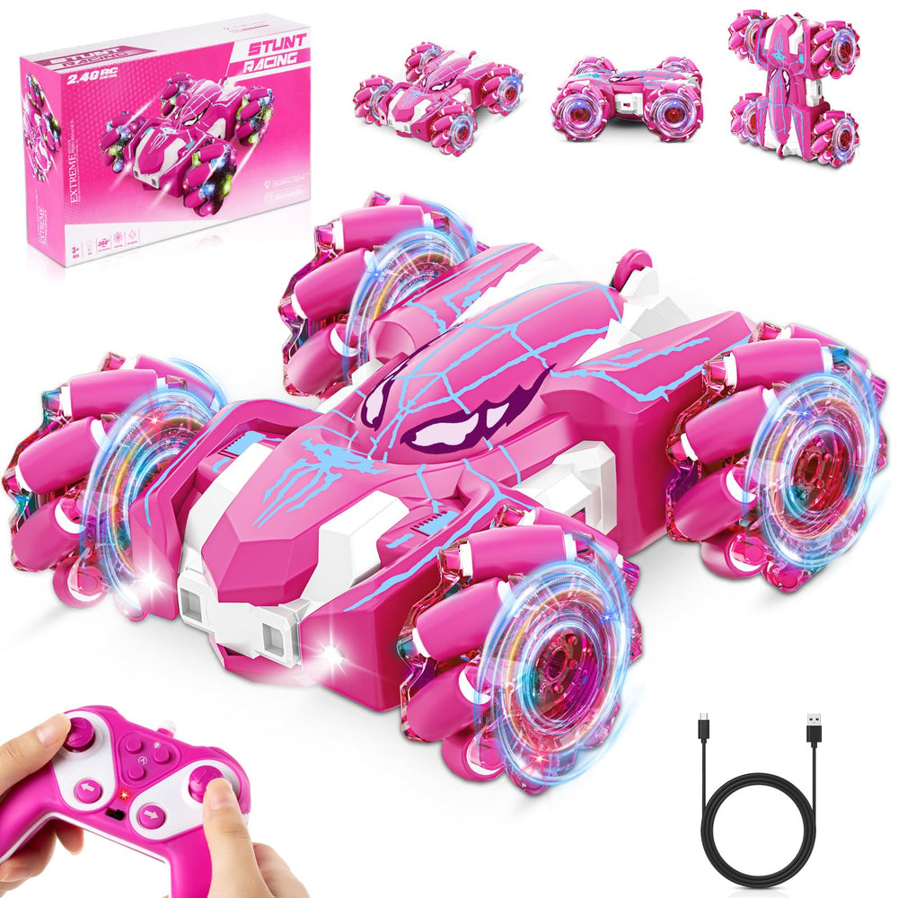 Kikikid remote control car front view with LED lights for day and night play