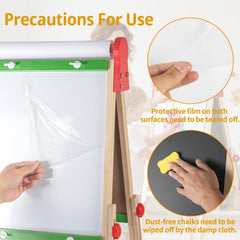 Kileubuto chalkboard side on the easel for textured, colorful chalk art.