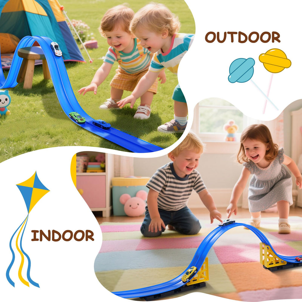 Kimdog kids explore hallway layouts, turning any room into a race arena