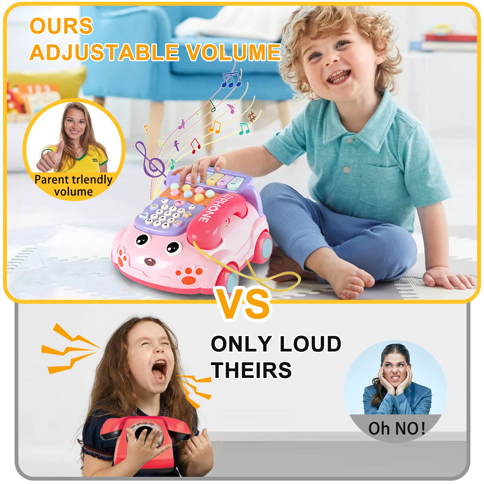 Kimery pink baby phone toy ideal for early education and parent-child interaction.