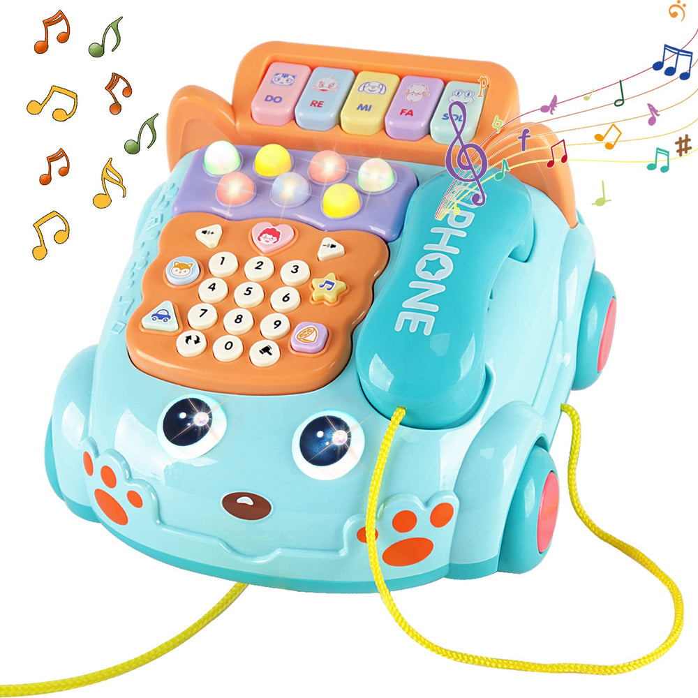 Kimery Baby Toy Phone cartoon front view with lights and piano sounds for sensory play.