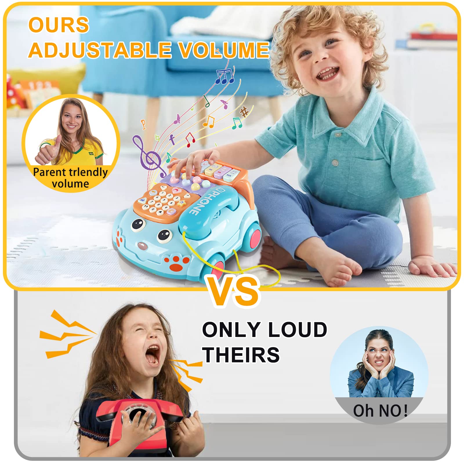 Kimery Safety-focused Baby Toy Phone with durable design and secure battery access.