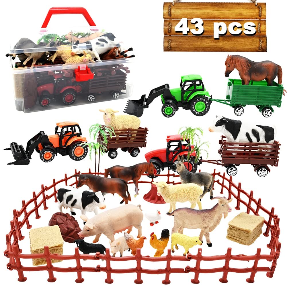 Kimicare farm tractor trio for imaginative farming play and storytelling.