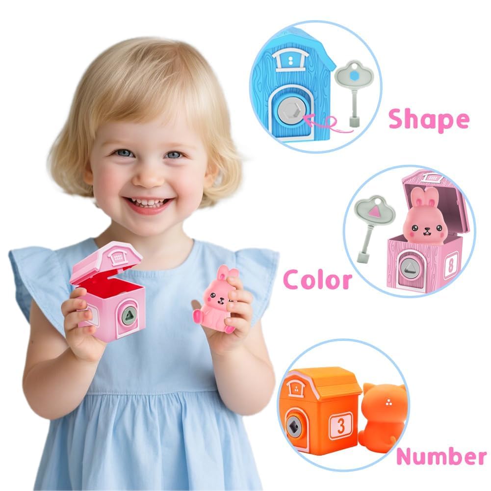 Kimicare keys and barns showing shape matching for fine motor skills and problem solving