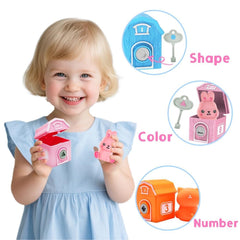Kimicare keys and barns showing shape matching for fine motor skills and problem solving