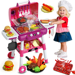 Kimicare kid toy grill cart pink for portable pretend play anywhere