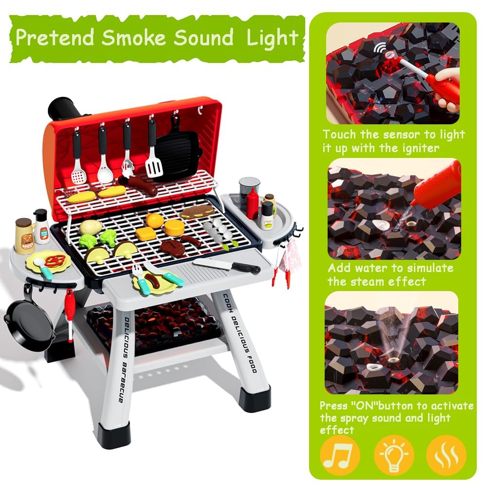 Kimicare Kids BBQ Grill Playset—smoke and sound effects boost imaginative play.