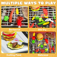 Kimicare Kids Grill Playset with lights, sounds, and smoke for immersive play.