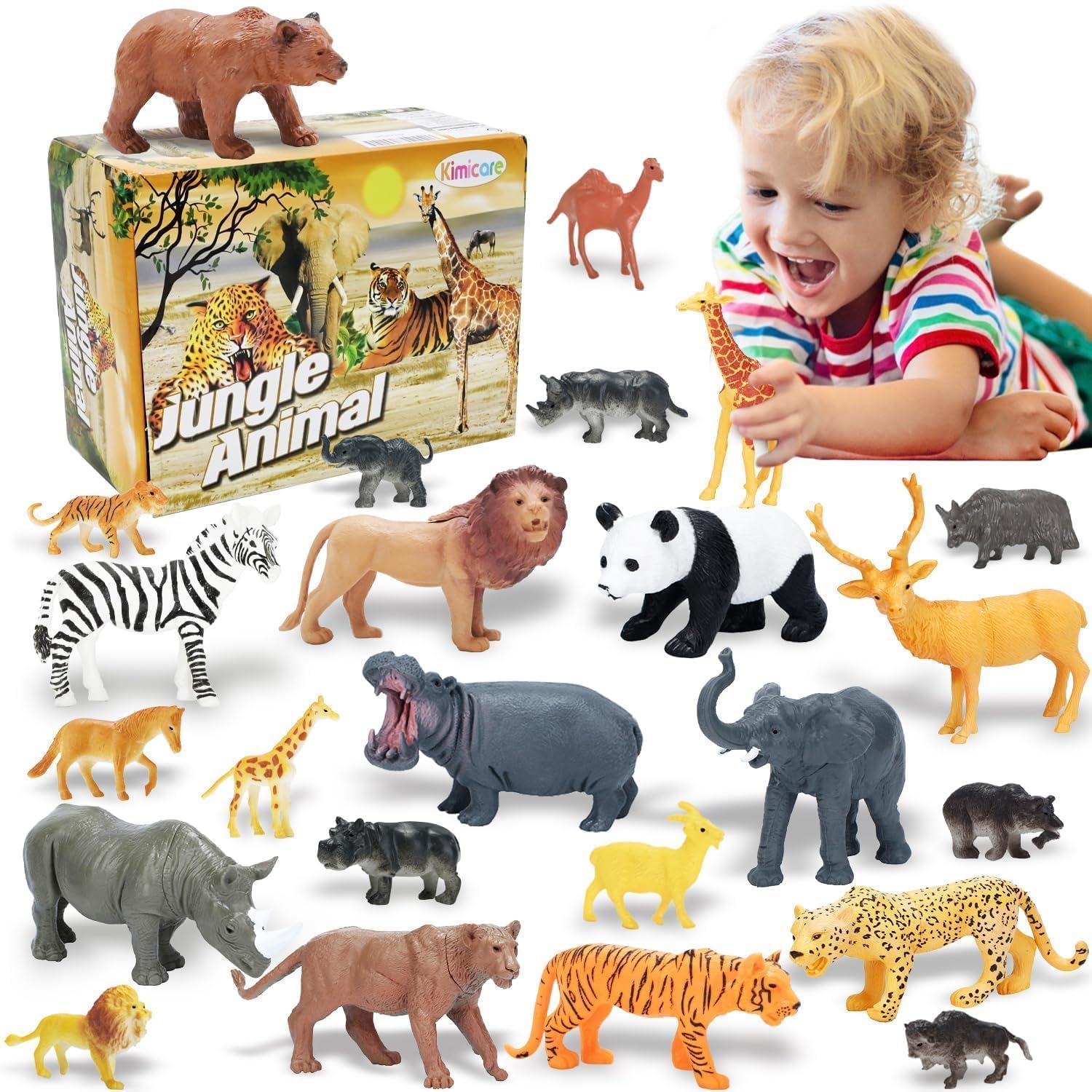 Kimicare safari elephant figure – durable wildlife toy for imaginative play.