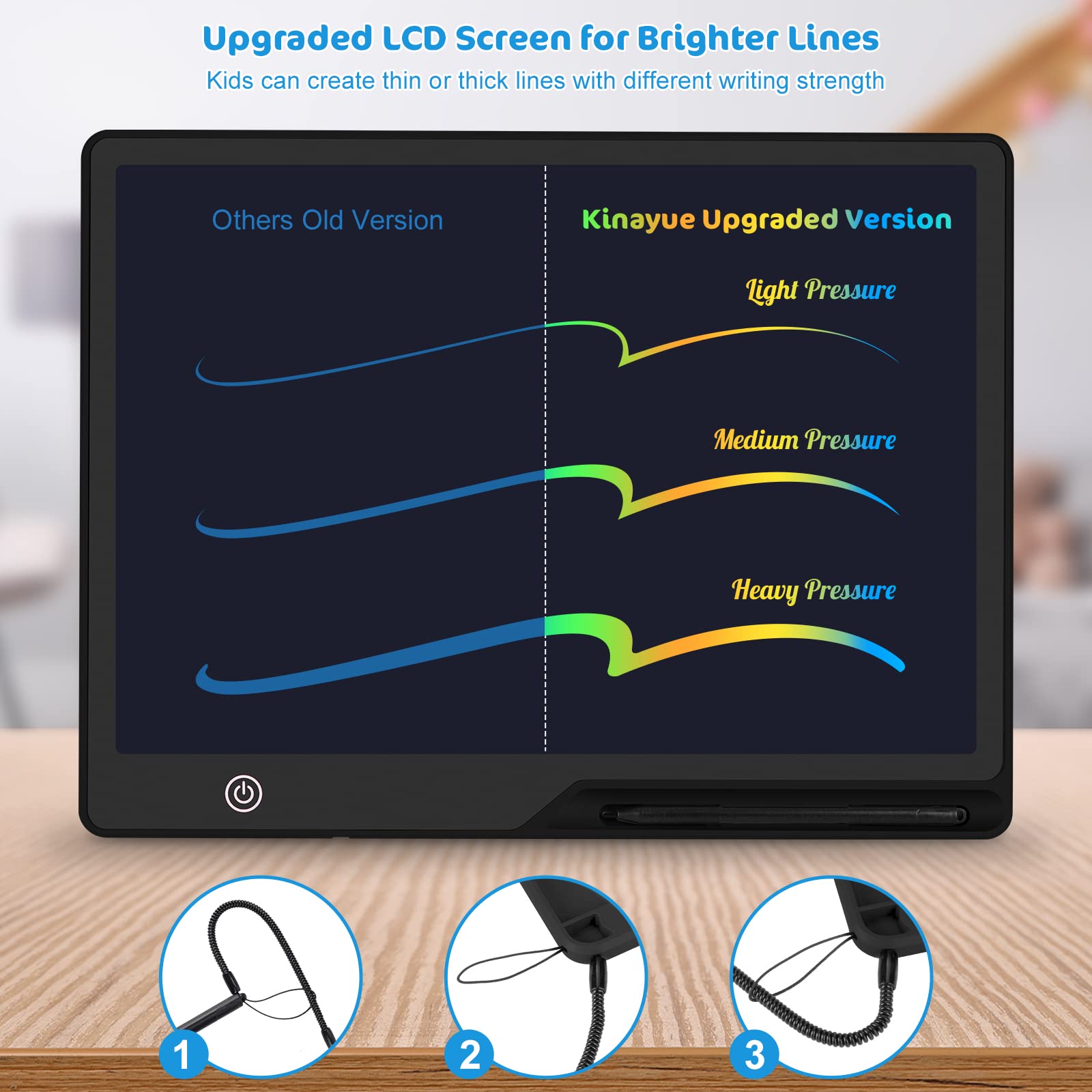 Kinayue pressure-sensitive drawing on a large screen for thick or thin lines.