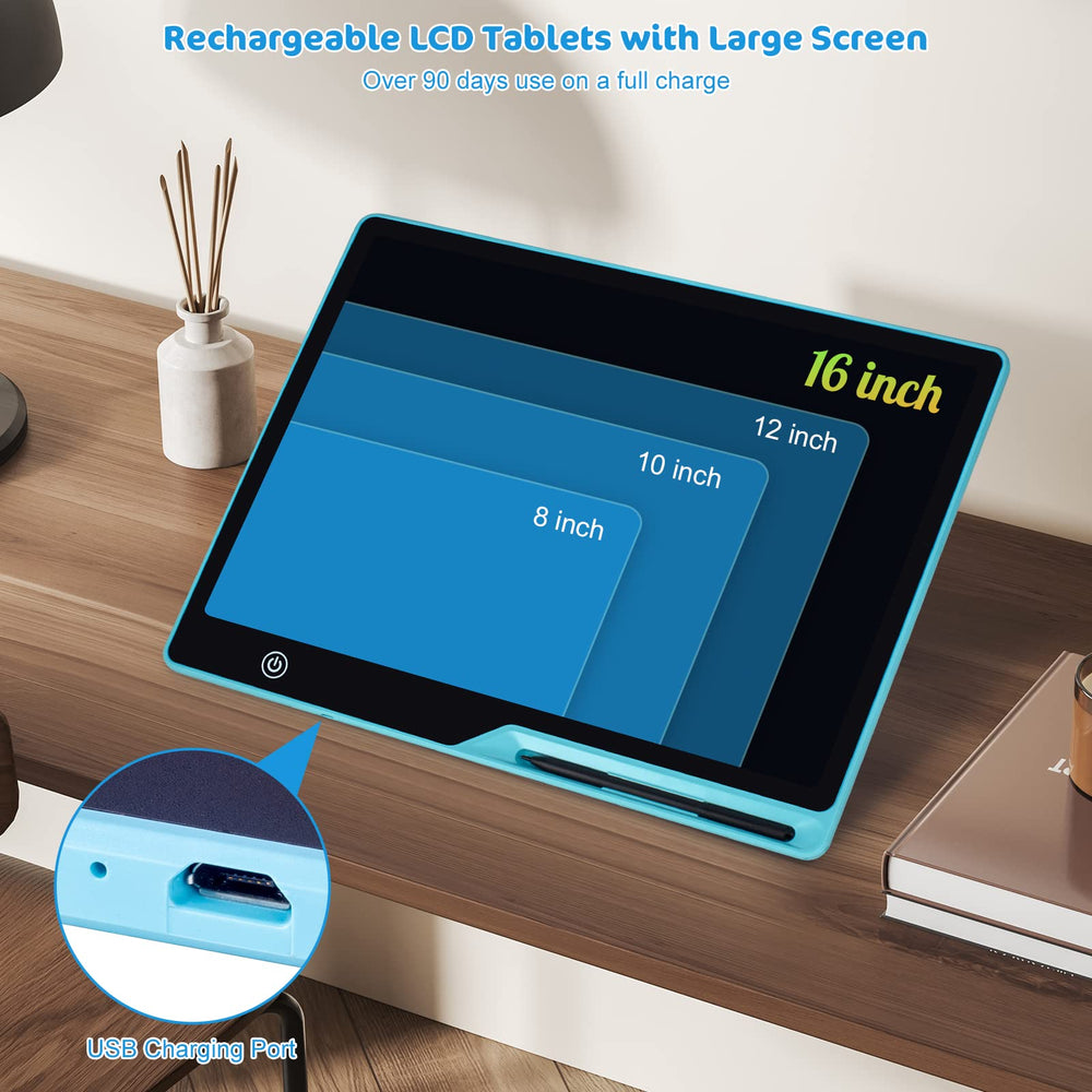 Kinayue USB-charging doodle board, convenient rechargeable power for long play sessions.