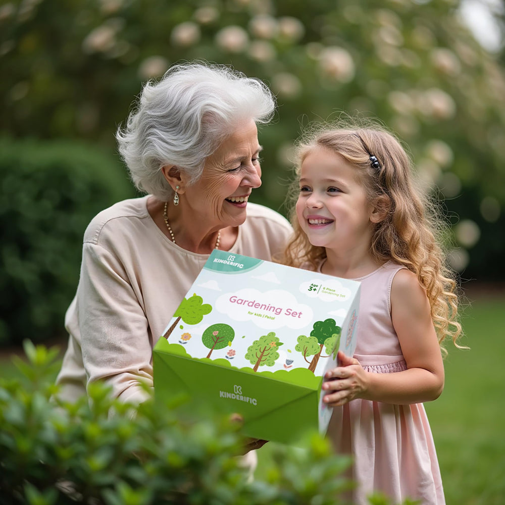 Kinderific fork aids careful soil turning for young gardeners.