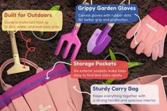 Kinderific gardening set rake comfortable grip for small hands during soil prep