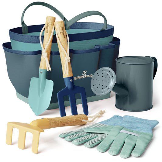 Kinderific gardening-set tote-bag enables easy outdoor learning.