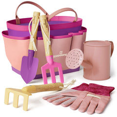 Kinderific gardening set tote bag for kid friendly tool storage and transport