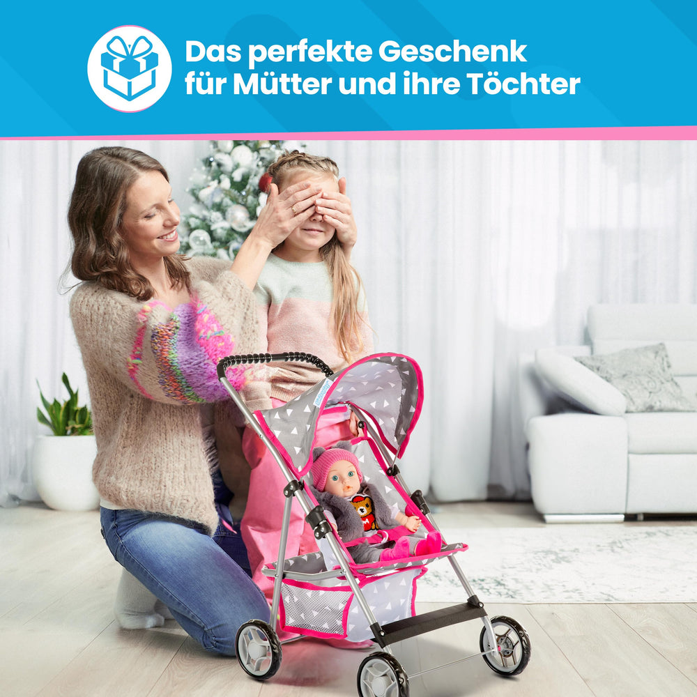 Kinderplay doll stroller safety lock prevents accidental folding during play.