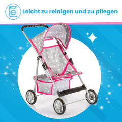 Kinderplay stroller lower storage net holds small accessories.