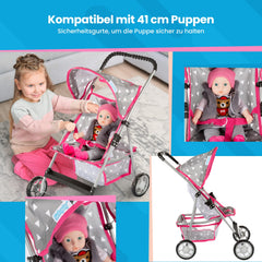 Kinderplay umbrella stroller with foldable canopy for shade during pretend outings.