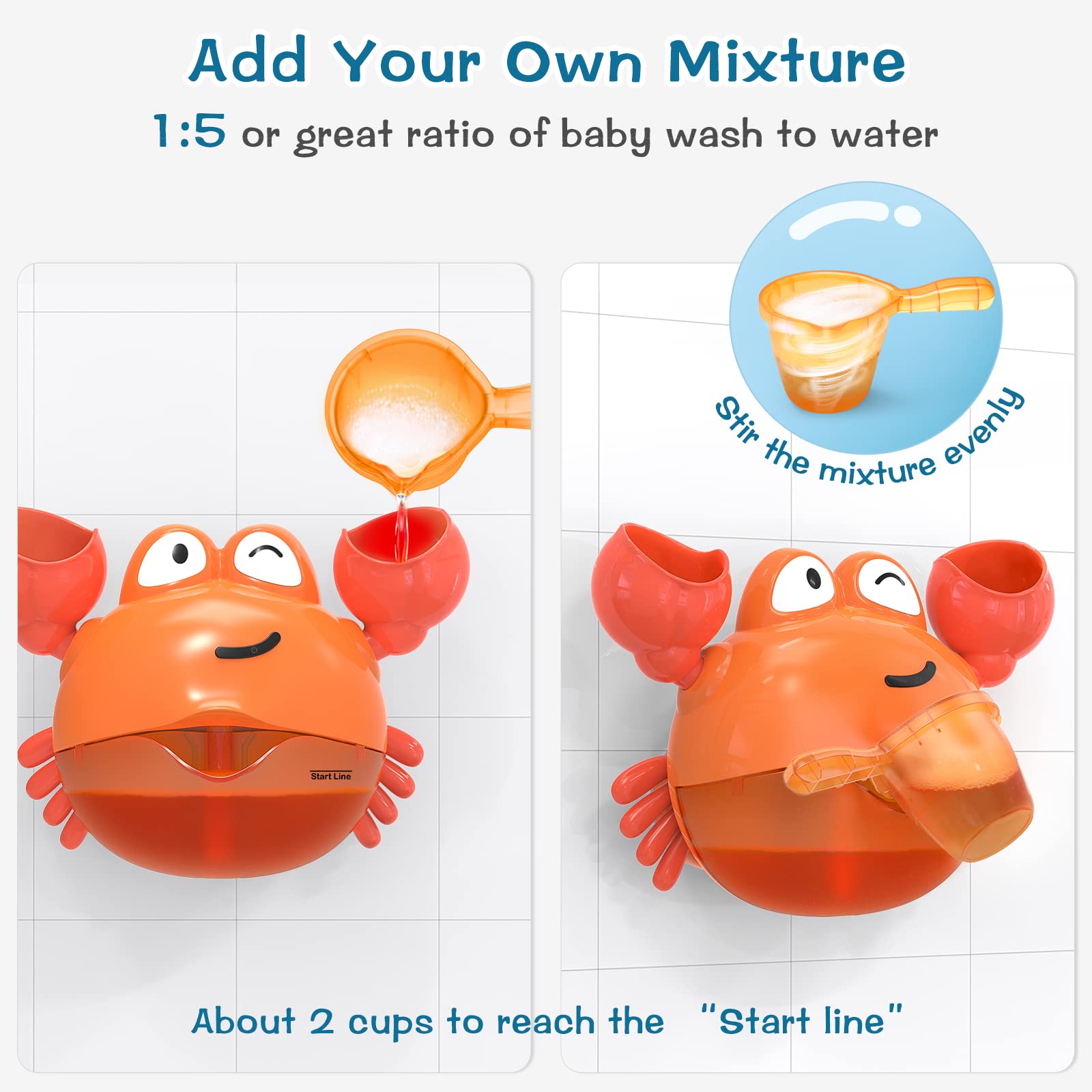 KINDIARY bath toy with strong suction base for stable tub play