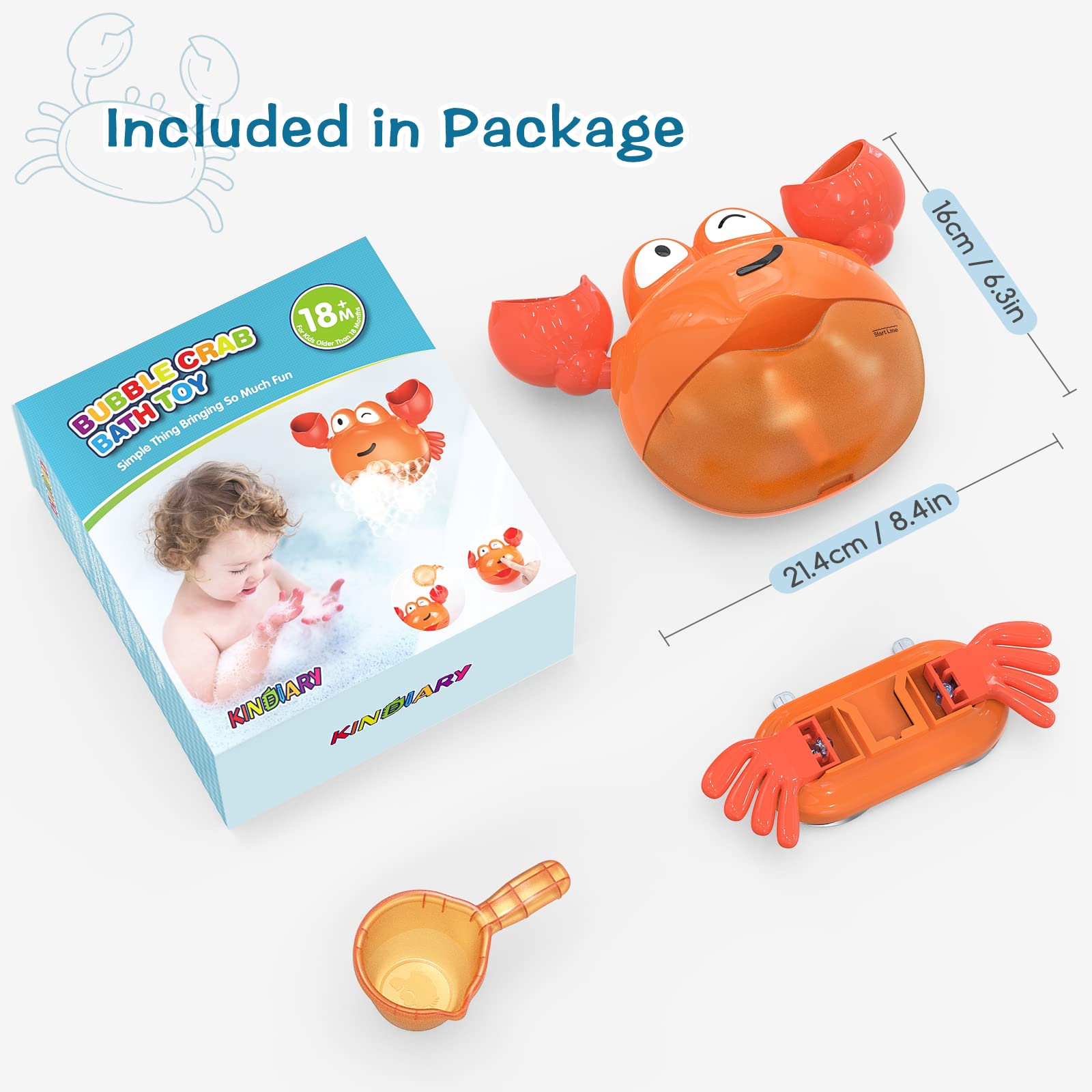 KINDIARY gift-ready bath toy crab ideal for birthdays