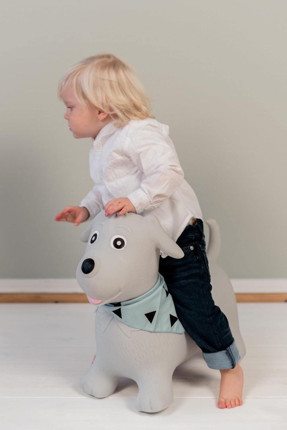 Kindsgut Bouncy Animal Hopper Dog folded for compact storage