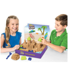 Kinetic Sand Beach Sand Kingdom castle molds showcase walls and towers for imaginative building.