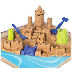 Kinetic Sand Beach Sand Kingdom tools cut, dig, and sculpt for versatile play.