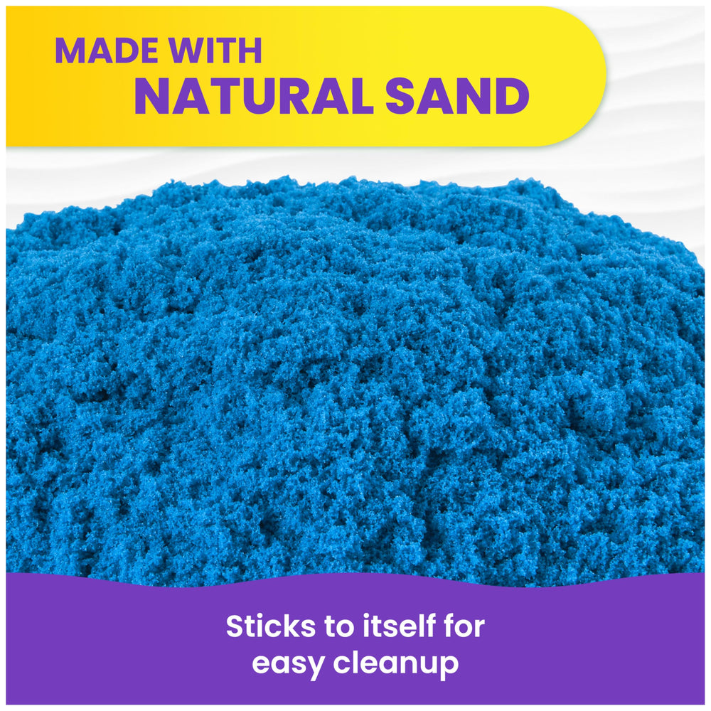 Kinetic Sand resealable bag zipper detail highlighting Kinetic Sand easy storage advantage