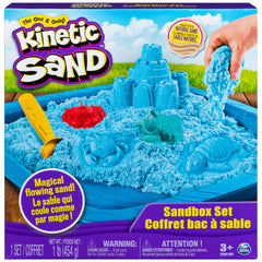 Kinetic Sand Sandbox Set blue sand enables endless indoor creativity.