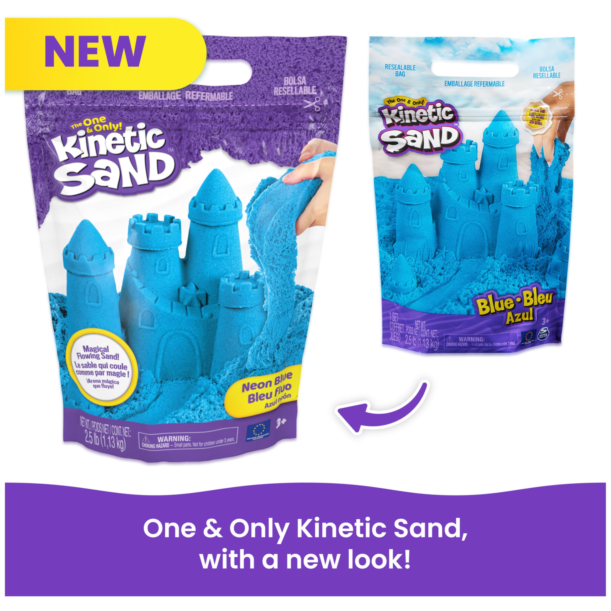 Kinetic Sand beside a 2.5lb scale showing quantity and value for group play