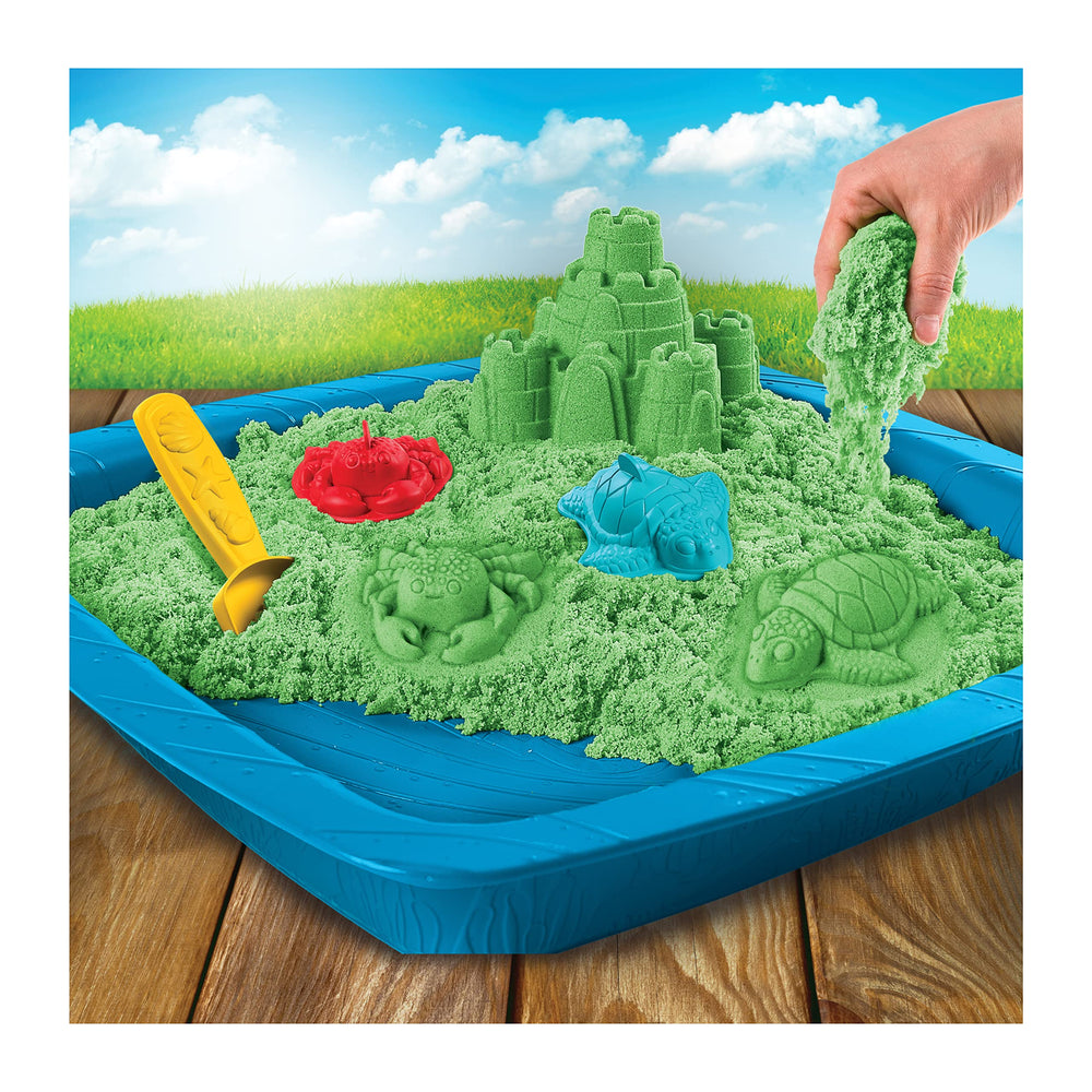 Kinetic Sand care commitment badge signals quality and safety.
