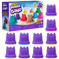 Kinetic Sand Castle Containers 10-Pack colorful sand ready for creative play and sensory exploration.