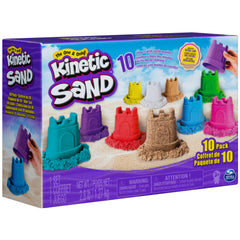 Gift-ready Kinetic Sand Castle Containers highlighting a complete creative set.