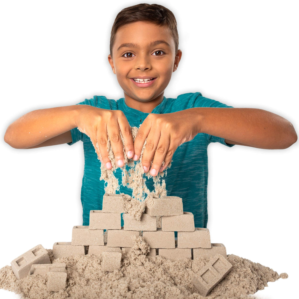 Kinetic Sand Dig N' Demolish enclosed play space keeps sand contained.
