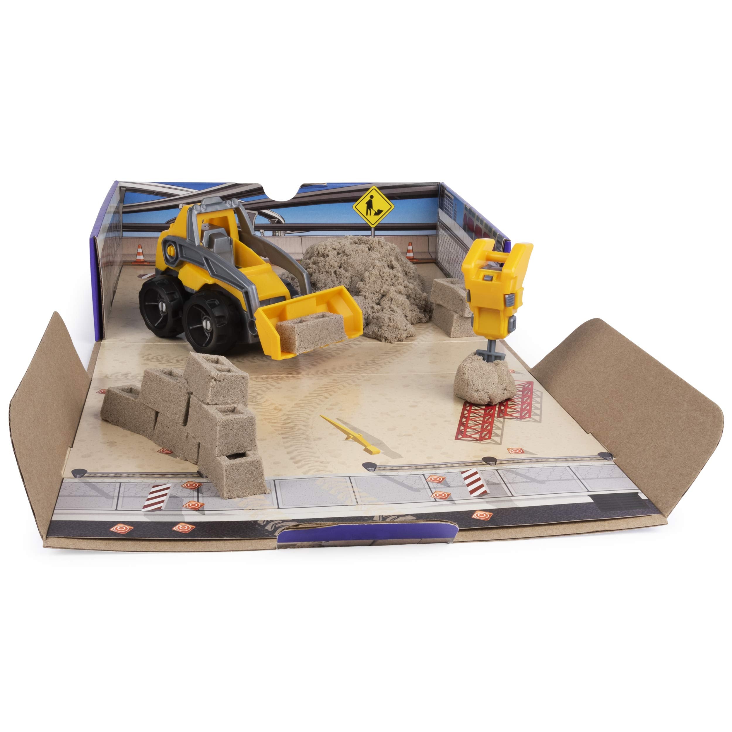 Kinetic Sand Dig N' Demolish jackhammer tool adds realistic crushing action.
