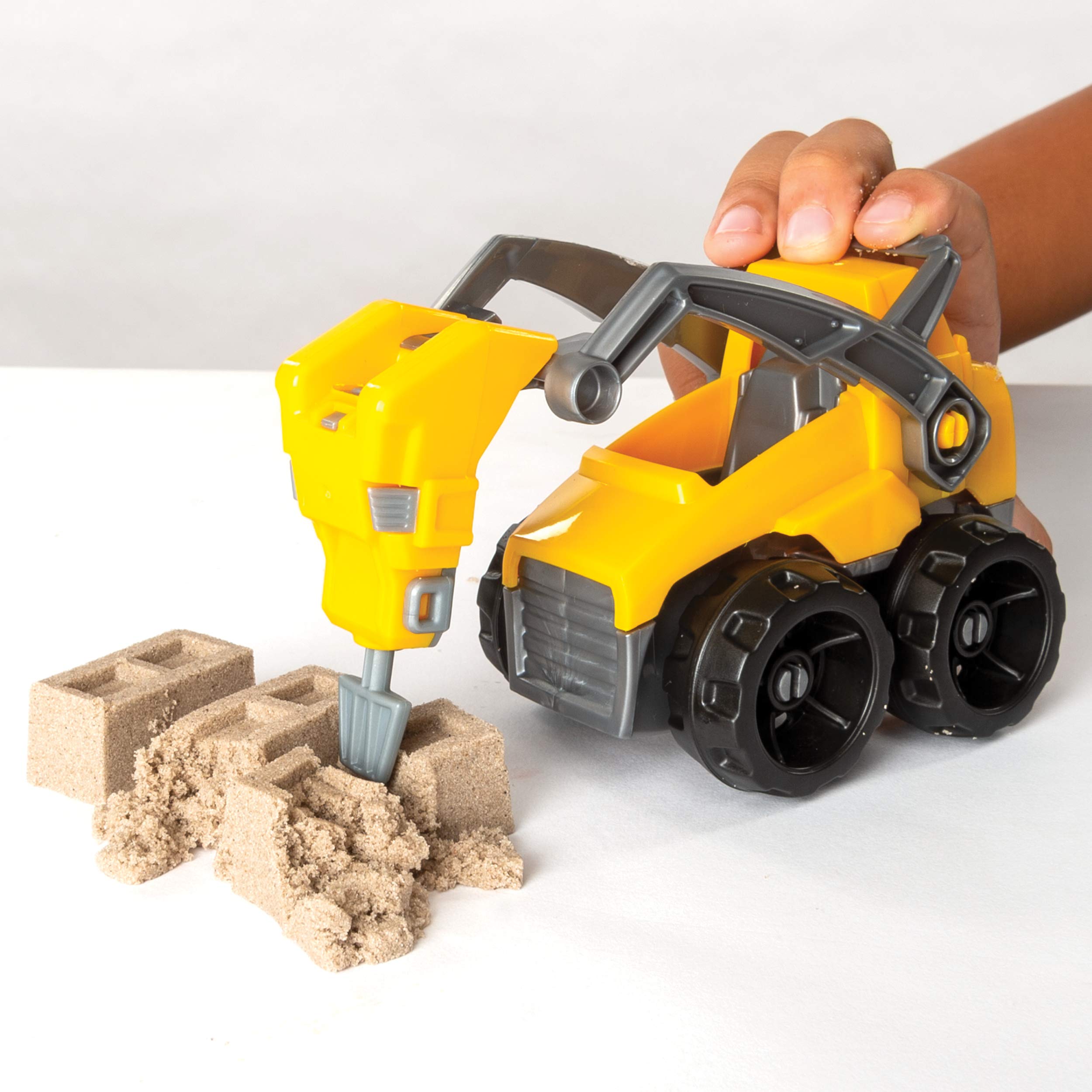 Kinetic Sand Dig N' Demolish storage box aids quick cleanup and storage.