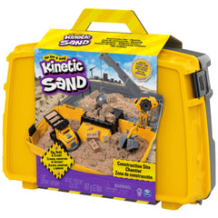 Kinetic Sand packaging includes crane, bucket, truck, and molds for creative play.
