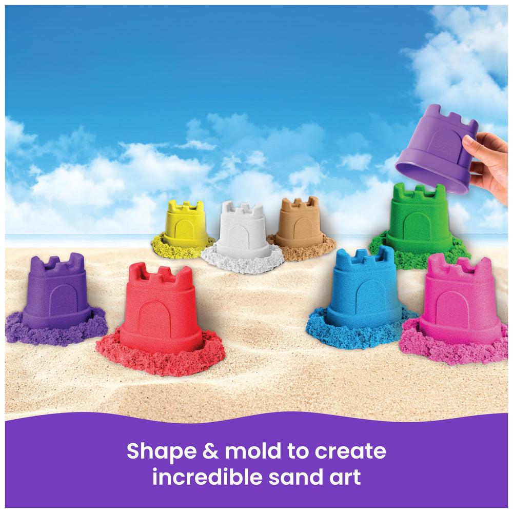 Kids enjoy hands-on play with Kinetic Sand colors for imagination and fine motor skills.