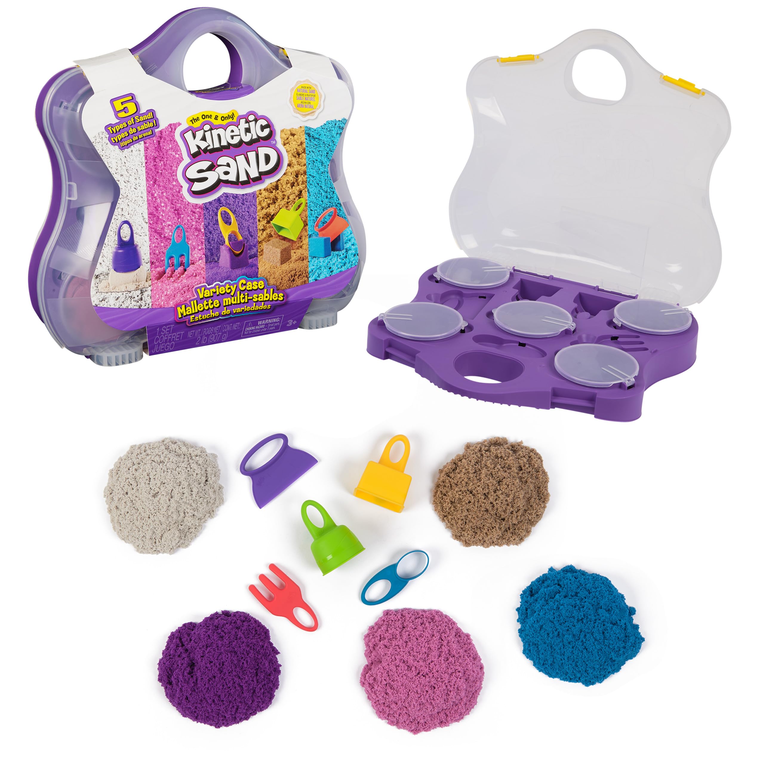 Kinetic Sand Variety Case exterior shows organized storage for easy cleanup and portable play.