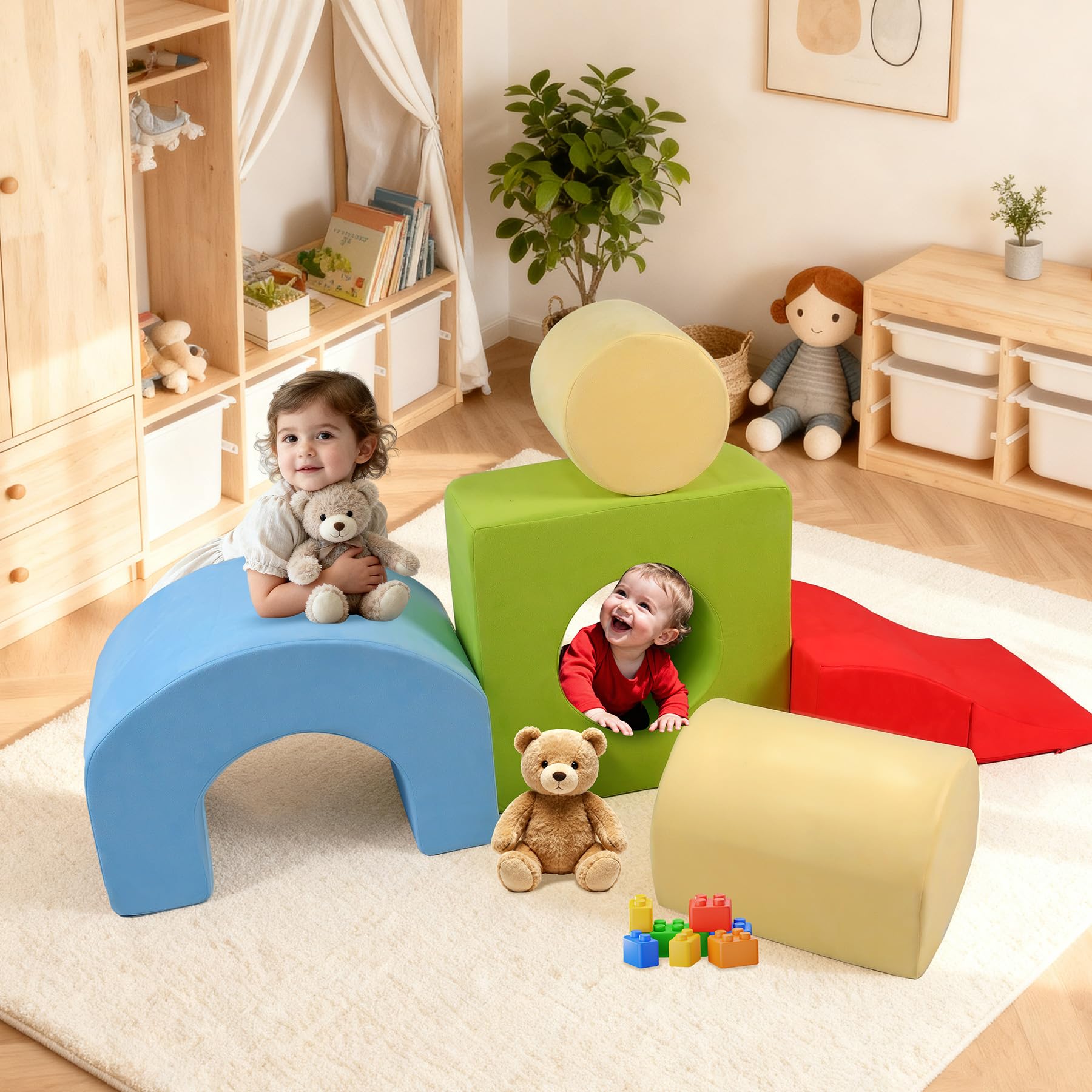 Kinevoli climbing toys foam rebound demonstrates quick return to form after unpacking