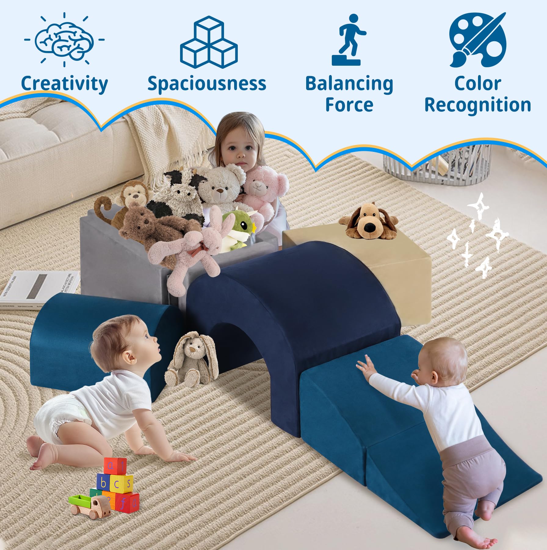 Kinevoli machine washable surfaces keep the set fresh between uses