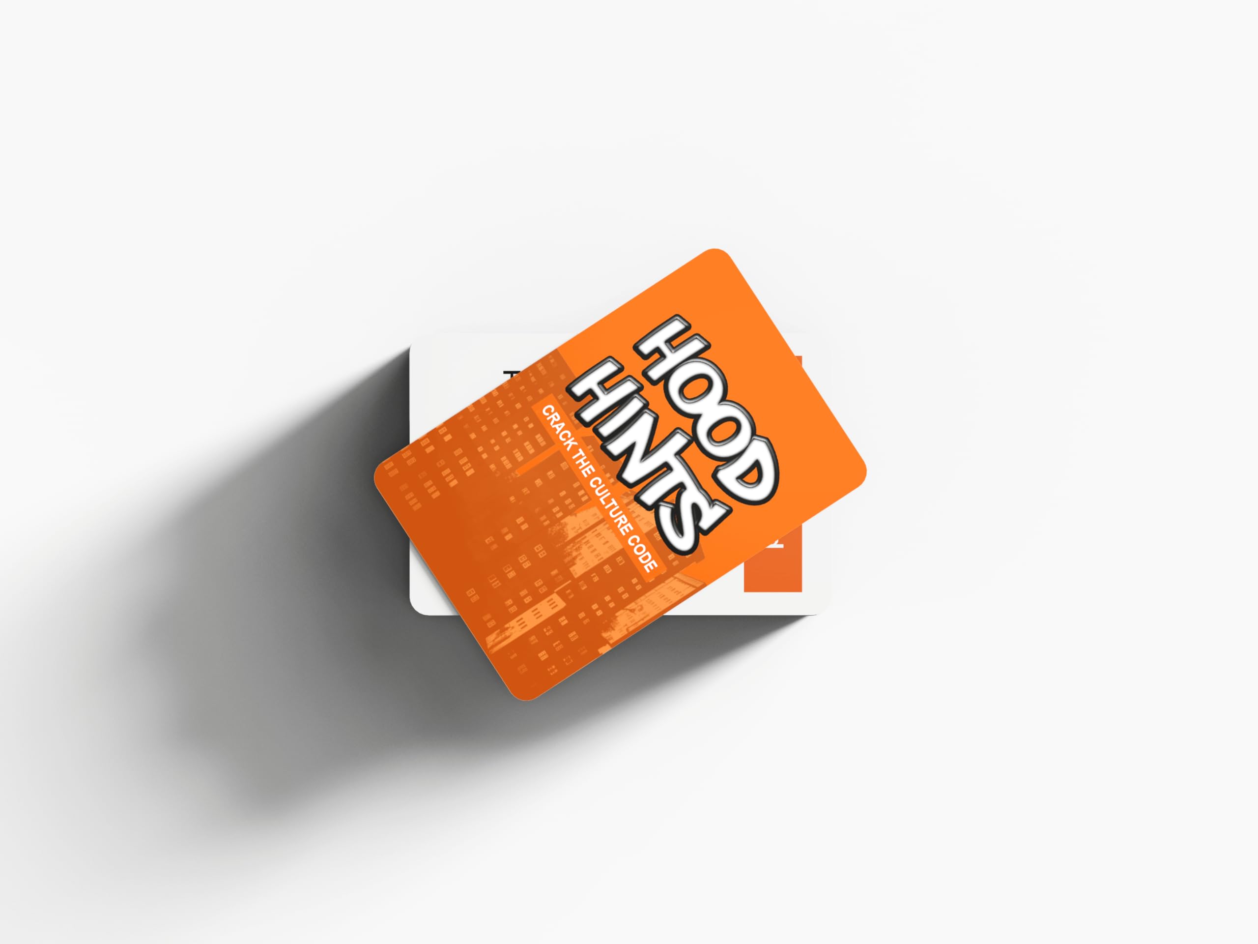 Kinfolk Hood Hints charades cards close-up, showcasing cultural references for engaging learning.
