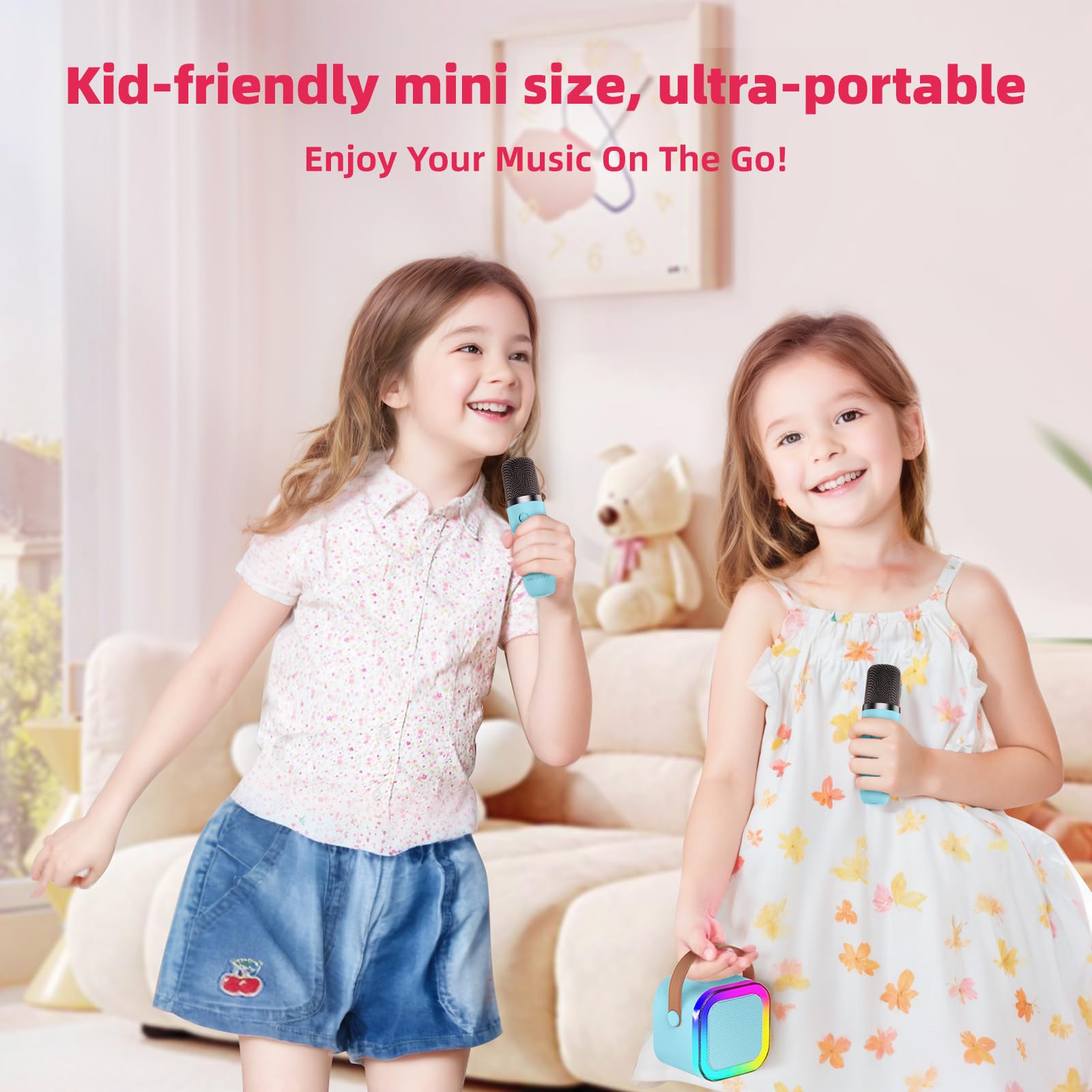 Kinglucky mini karaoke blue gift-ready packaging for kids aged 3–12.